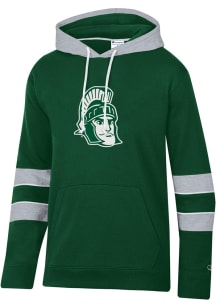 Mens Michigan State Spartans Green Champion Super Fan Colorblocked Arch Name Hooded Sweatshirt