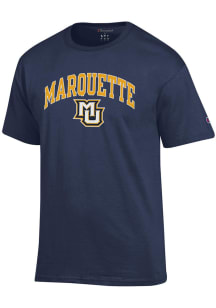 Champion Marquette Golden Eagles Navy Blue Arch Mascot Short Sleeve T Shirt