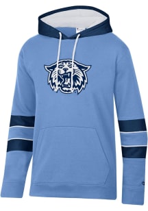 Champion Villanova Wildcats Mens Light Blue Super Fan Colorblocked Arch Name Long Sleeve Hoodie