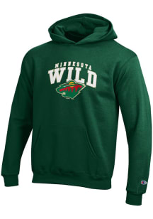 Champion Minnesota Wild Youth Green Arched Logo Long Sleeve Hoodie
