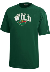 Champion Minnesota Wild Youth Green Arched Logo Short Sleeve T-Shirt