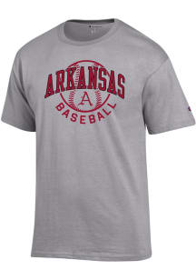 Champion Arkansas Razorbacks Grey Baseball Short Sleeve T Shirt