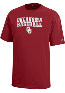 Champion Oklahoma Sooners Youth Cardinal Baseball Sport Drop Short Sleeve T-Shirt