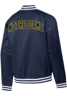 Champion Notre Dame Fighting Irish Mens Navy Blue Super Fan Satin Bomber Medium Weight Jacket