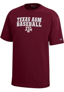 Champion Texas A&amp;M Aggies Youth Maroon Baseball Sport Drop Short Sleeve T-Shirt