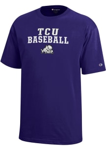 Champion TCU Horned Frogs Youth Purple Baseball Sport Drop Short Sleeve T-Shirt