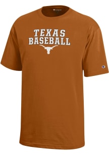 Champion Texas Longhorns Youth Burnt Orange Baseball Sport Drop Short Sleeve T-Shirt