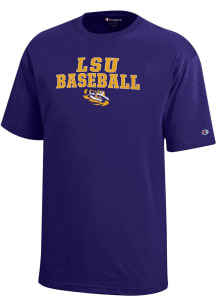 Champion LSU Tigers Youth Purple Baseball Sport Drop Short Sleeve T-Shirt