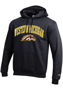 Champion Western Michigan Broncos Mens Black Twill Arch Mascot Long Sleeve Hoodie