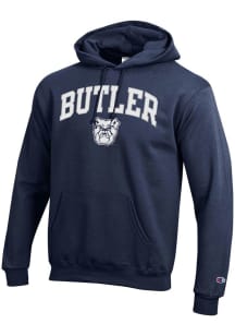 Champion Butler Bulldogs Mens Navy Blue Arch Mascot Long Sleeve Hoodie