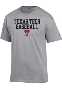 Champion Texas Tech Red Raiders Grey Baseball Short Sleeve T Shirt