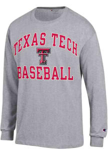 Champion Texas Tech Red Raiders Grey Baseball Number 1 Long Sleeve T Shirt