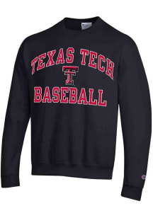 Champion Texas Tech Red Raiders Mens Black Baseball Number 1 Long Sleeve Crew Sweatshirt