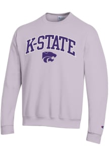 Champion K-State Wildcats Mens Lavender Powerblend Twill Arch Mascot Long Sleeve Crew Sweatshirt