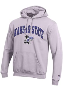 Champion K-State Wildcats Mens Lavender Powerblend Arch Mascot Willie Long Sleeve Hoodie