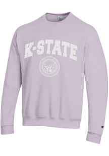 Champion K-State Wildcats Mens Lavender Powerblend Arch Seal Long Sleeve Crew Sweatshirt