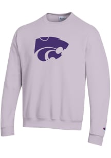 Champion K-State Wildcats Mens Lavender Powerblend Twill Powercat Logo Long Sleeve Crew Sweatshi..