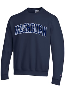 Champion Washburn Ichabods Mens Navy Blue Arch Twill Long Sleeve Crew Sweatshirt