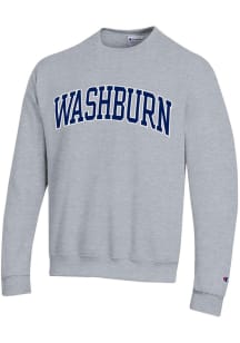 Champion Washburn Ichabods Mens Grey Arch Twill Long Sleeve Crew Sweatshirt