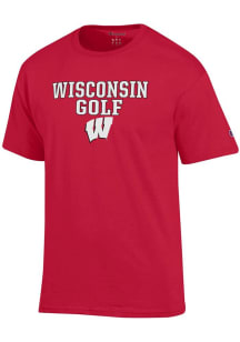 Wisconsin Badgers Red Champion Stacked Golf Short Sleeve T Shirt