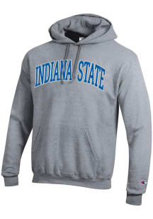 Champion Indiana State Sycamores Mens Grey Twill Arch Name Powerblend Long Sleeve Hoodie