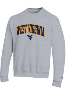 Champion West Virginia Mountaineers Mens Grey Arch Mascot Long Sleeve Crew Sweatshirt