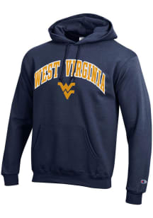 Champion West Virginia Mountaineers Mens Navy Blue Arch Mascot Long Sleeve Crew Sweatshirt