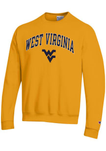Champion West Virginia Mountaineers Mens Gold Arch Mascot Long Sleeve Crew Sweatshirt