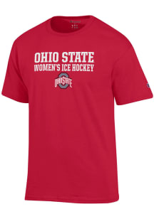 Champion Ohio State Buckeyes Red Womens Hockey Stacked Short Sleeve T Shirt