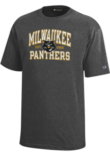 Champion Wisconsin-Milwaukee Panthers Youth Charcoal Stacked Wordmark Short Sleeve T-Shirt