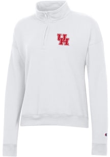 Champion Houston Cougars Womens White Powerblend Qtr Zip