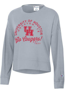 Champion Houston Cougars Womens Grey Sueded Touch Crew Sweatshirt