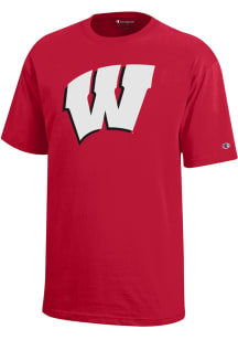 Champion Wisconsin Badgers Youth Red Primary Logo Short Sleeve T-Shirt