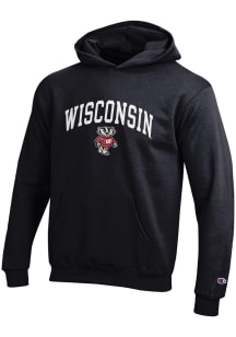 Youth Wisconsin Badgers Black Champion No 1 Long Sleeve Hooded Sweatshirt