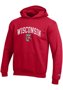 Champion Wisconsin Badgers Youth Red No 1 Long Sleeve Hoodie