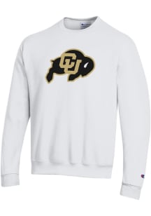 Champion Colorado Buffaloes Mens White Big Logo Long Sleeve Crew Sweatshirt