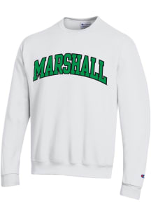 Champion Marshall Thundering Herd Mens White Arch Name Long Sleeve Crew Sweatshirt