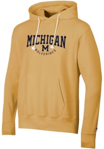 Mens Michigan Wolverines Gold Champion Cloud Wash Hooded Sweatshirt