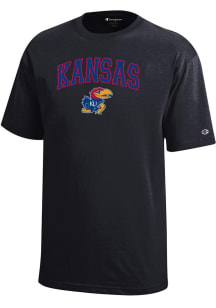 Champion Kansas Jayhawks Youth Black Primary Team Logo Short Sleeve T-Shirt