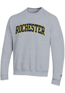 Champion Rochester Yellowjackets Mens Grey Twill Arch Name PowerBlend Long Sleeve Crew Sweatshir..
