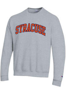 Champion Syracuse Orange Mens Grey Twill Arch Name PowerBlend Long Sleeve Crew Sweatshirt
