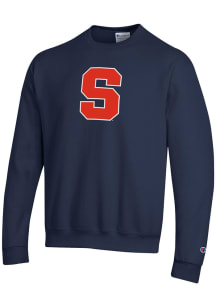 Champion Syracuse Orange Mens Navy Blue Primary Team Logo PowerBlend Long Sleeve Crew Sweatshirt