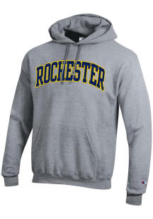 Champion Rochester Yellowjackets Mens Grey Twill Arch Name PowerBlend Long Sleeve Hoodie