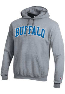 Champion Buffalo Bulls Mens Grey Twill Arch Name PowerBlend Long Sleeve Hoodie