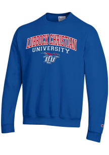 Champion Lubbock Christian University Chaps Mens Blue Arch Mascot Long Sleeve Crew Sweatshirt