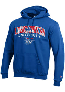 Champion Lubbock Christian University Chaps Mens Blue Arch Mascot Long Sleeve Hoodie