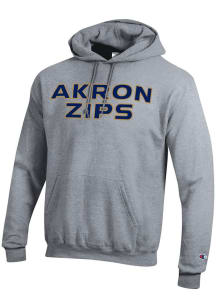 Champion Akron Zips Mens Grey Twill Long Sleeve Hoodie