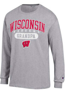 Mens Wisconsin Badgers Grey Champion Grandpa Pill Tee