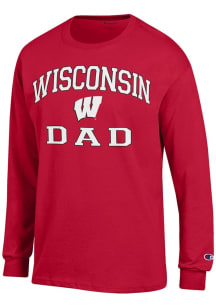 Mens Wisconsin Badgers Red Champion Dad Graphic Tee