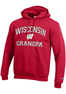 Champion Wisconsin Badgers Mens Red Grandpa Graphic Long Sleeve Hoodie